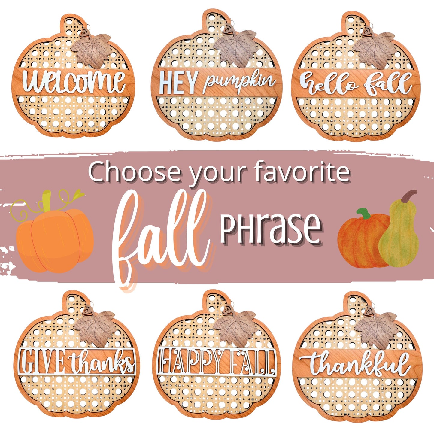 Fall Pumpkin Decor | Handmade Wooden Rattan Pumpkin | Holiday Decor | Fall Accents | Happy Fall | Welcome Sign by Krafty Supply