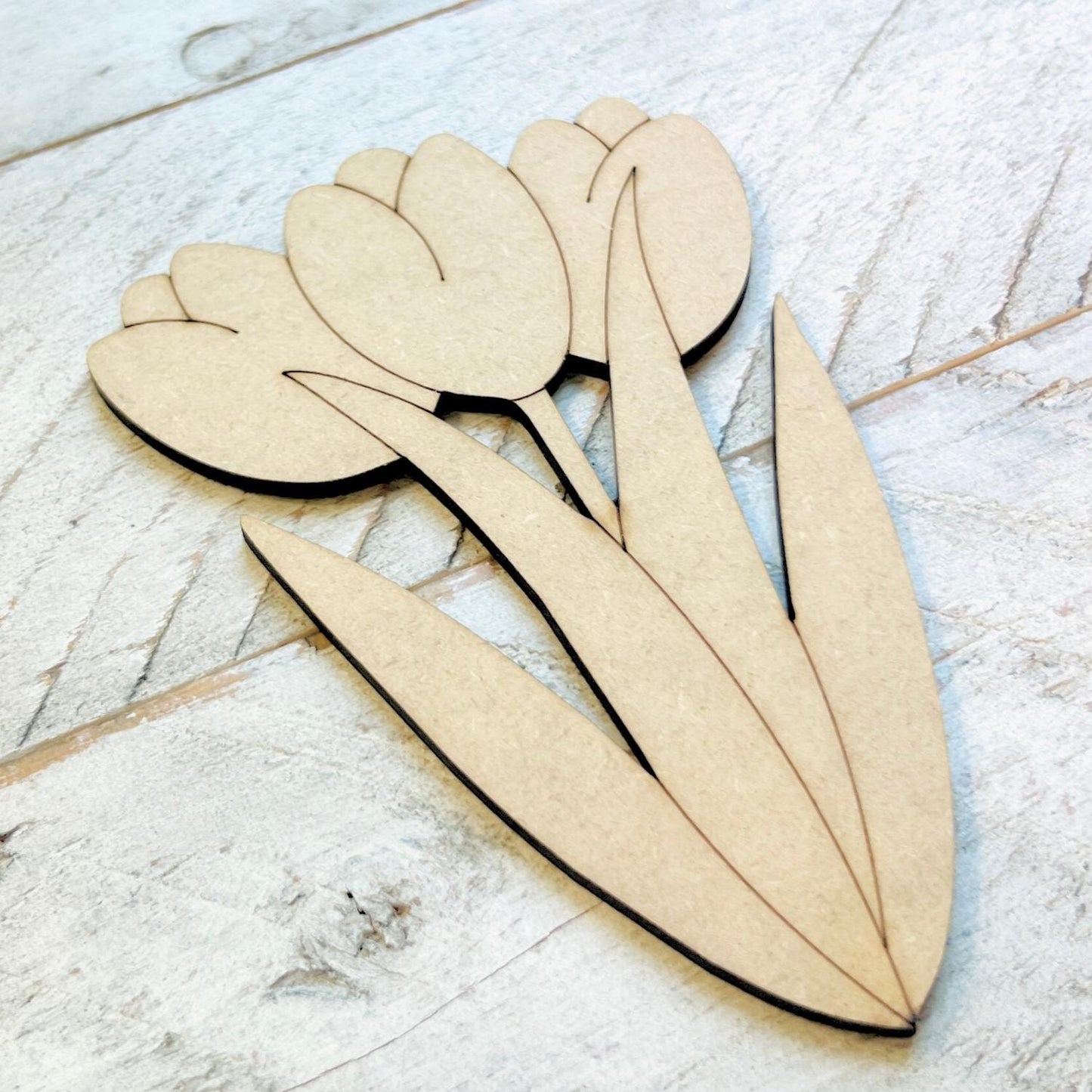 Wood Tulip Craft Shape | Wood Flower Decor | Flower Cutout| Craft Wood Shapes | Spring Decor | DIY Crafts | Paint by Lines