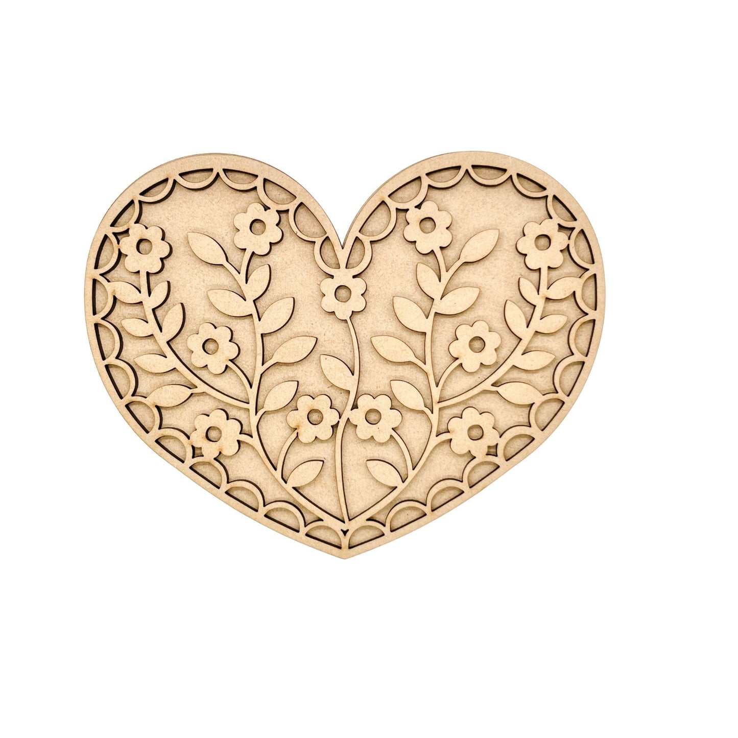 Small Floral Heart | Valentine Heart | Heart with Flowers | Valentine Crafts | Wood Heart Cutout | 1 layer or 2 Layer