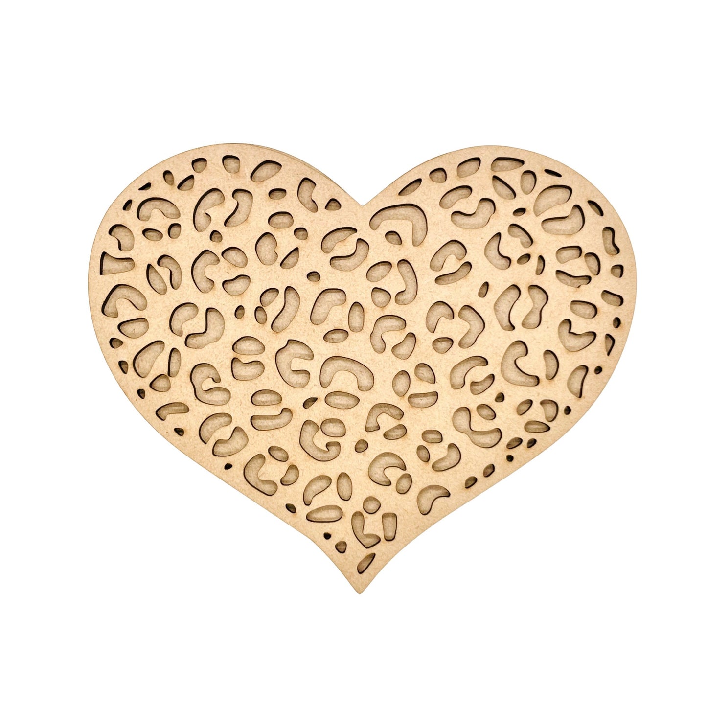 Small Leopard Heart | Valentine Heart | Heart with Leopard Print| Valentine Crafts | Wood Heart Cutout | 1 layer or 2 Layer