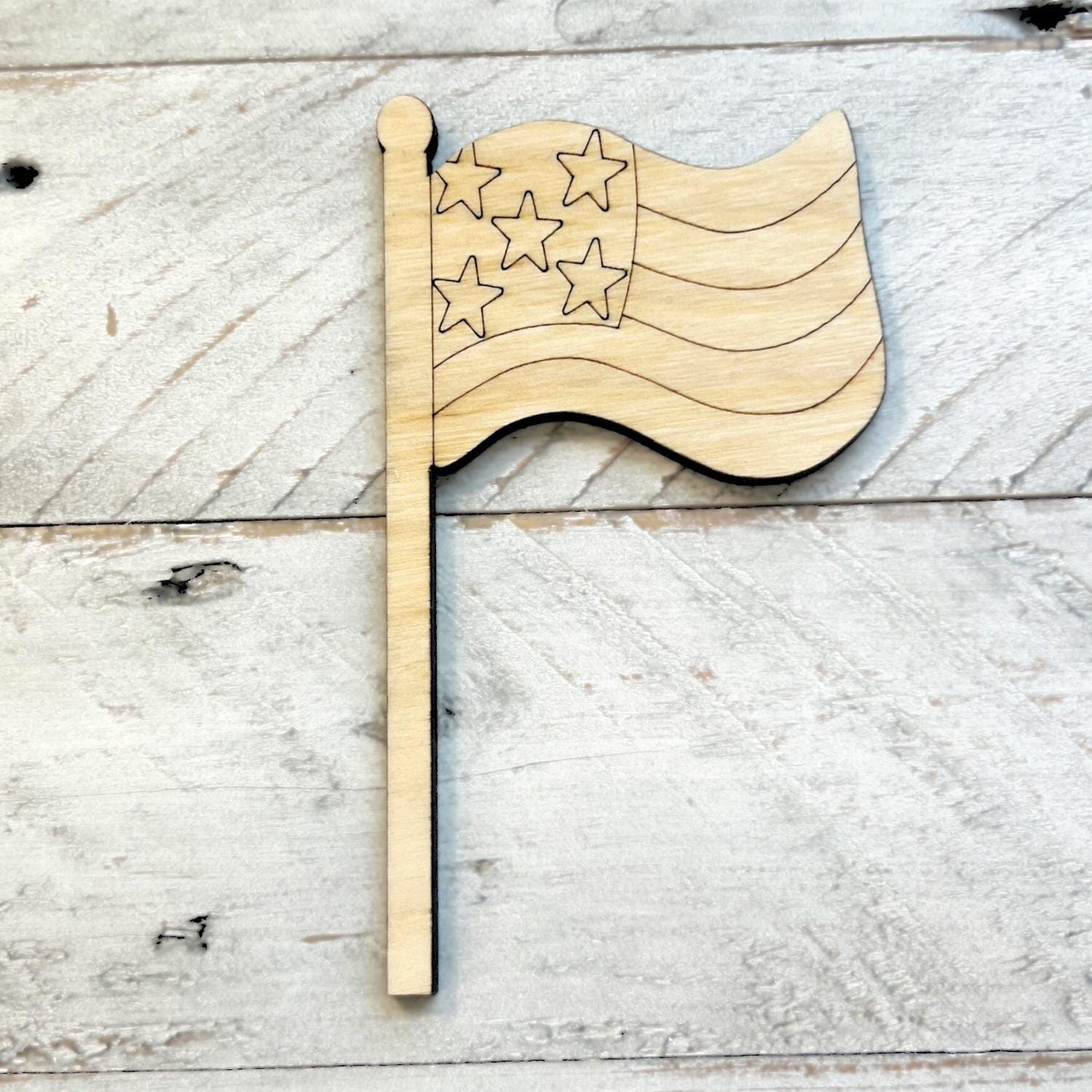 Large 12"+  Waving American Flag |  Wood Cutout | Fourth of July Flag | 4th of July Wood Cutout | Wood Craft Shapes | 4th of July Crafts