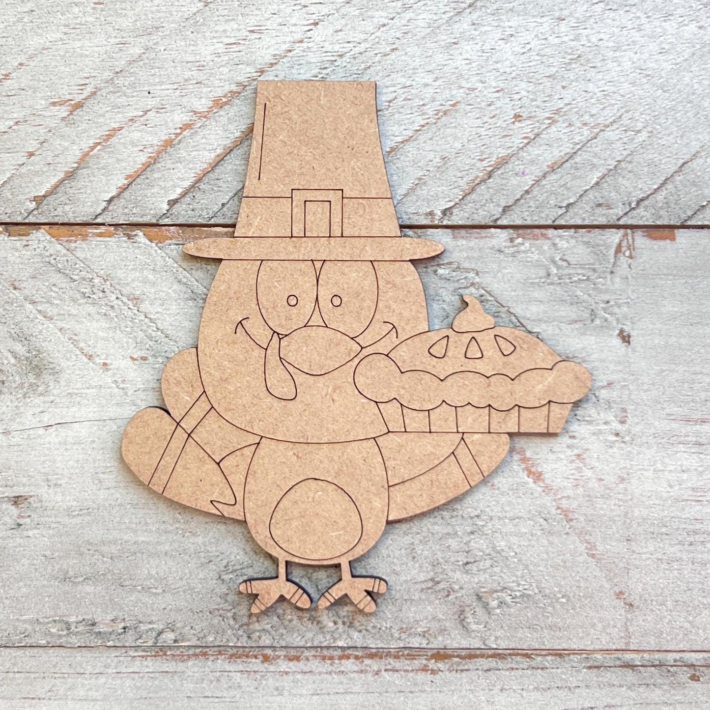 Thanksgiving Turkey with Pie | Pilgrim Turkey - Paint by Line