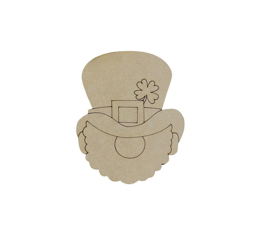 Small 2"-10" | Leprechaun Head | St Patrick's Day Decor | Craft Wood Shapes | Spring Decor | DIY Crafts | Paint by Lines