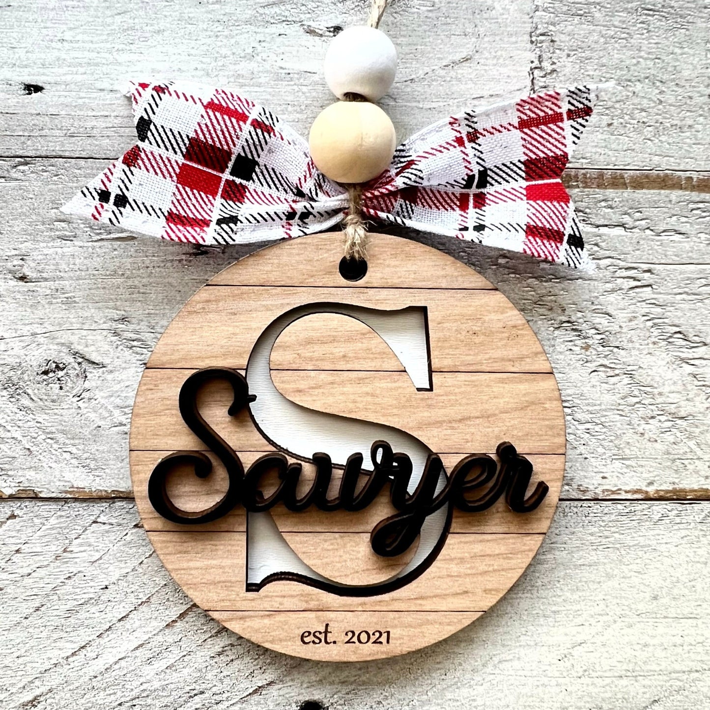 Last Name Monogram Ornament | Monogram Ornament | Christmas Ornament | First year married Ornament |