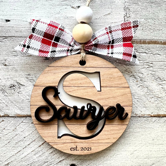 Last Name Monogram Ornament | Monogram Ornament | Christmas Ornament | First year married Ornament |