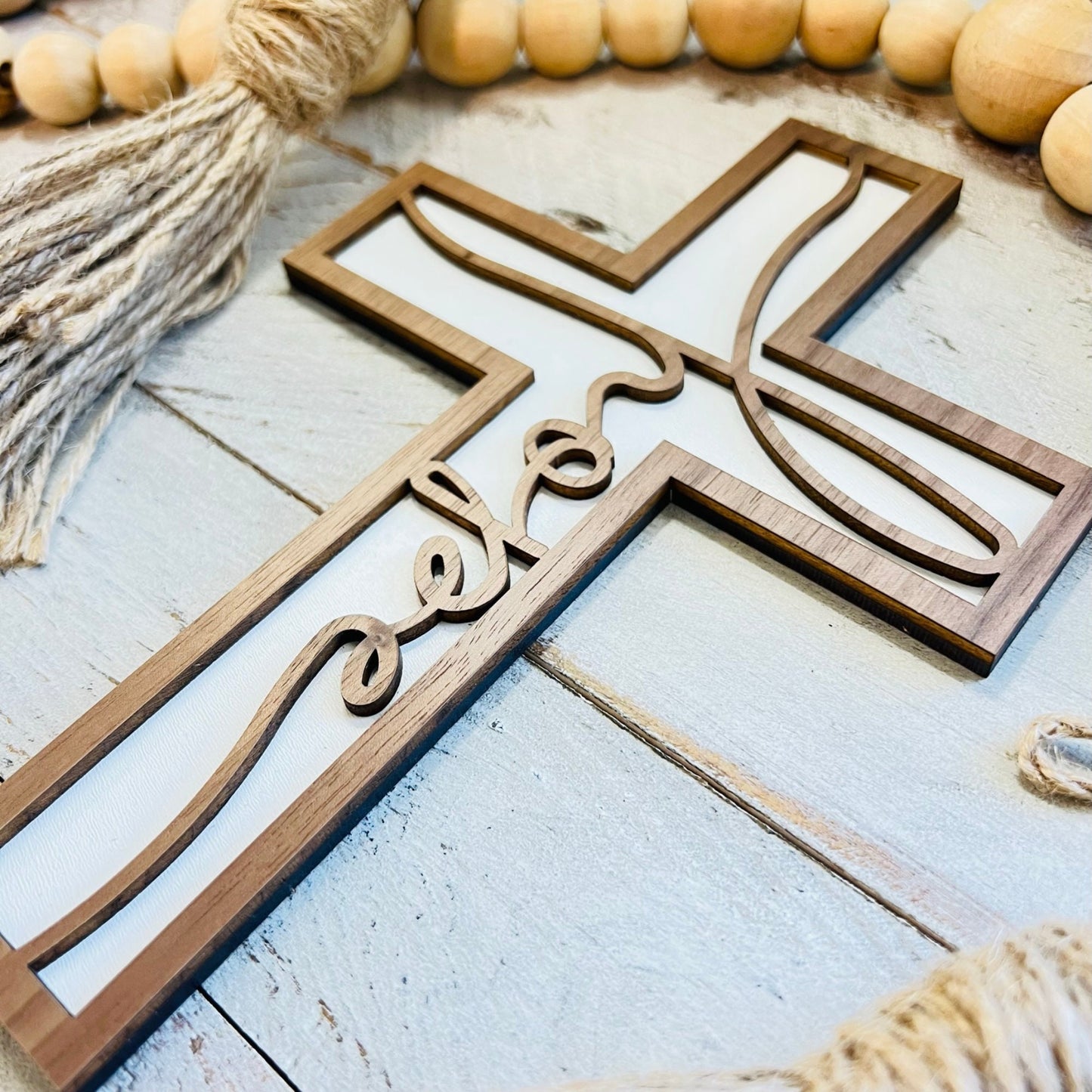 Wooden Cursive HOPE Cross | 2 Layer Wall Decor | Inspirational Cross