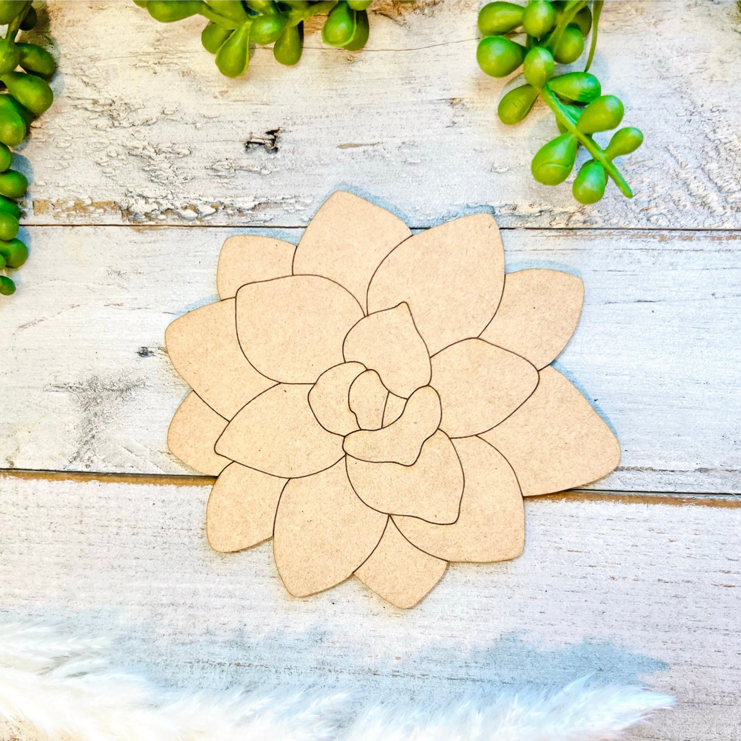 Large 12"-22" | Lili Pad Succulent | Wood Succulent Cutout | Craft Wood Shapes | DIY Crafts | Paint by Lines