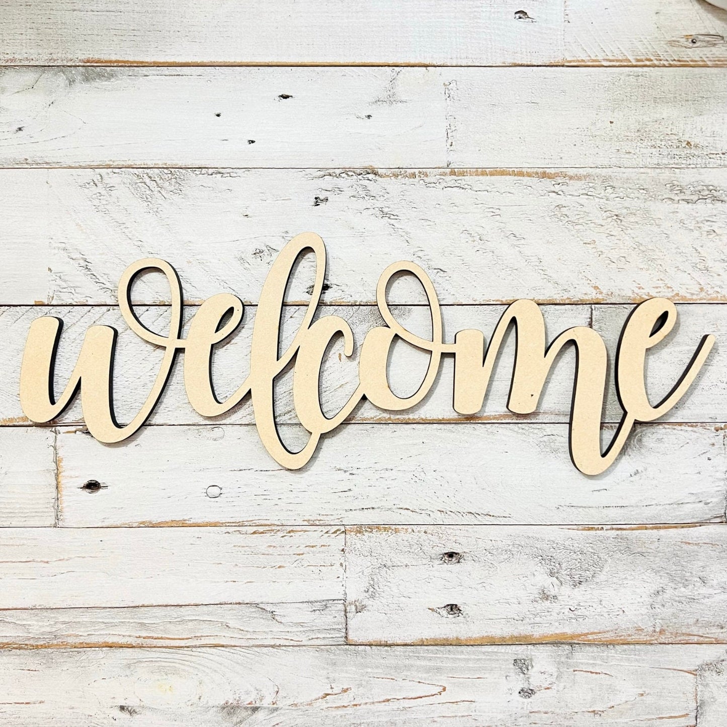 LARGE Connected Letters | Welcome Decor | Wooden Cutout Word | Script Word