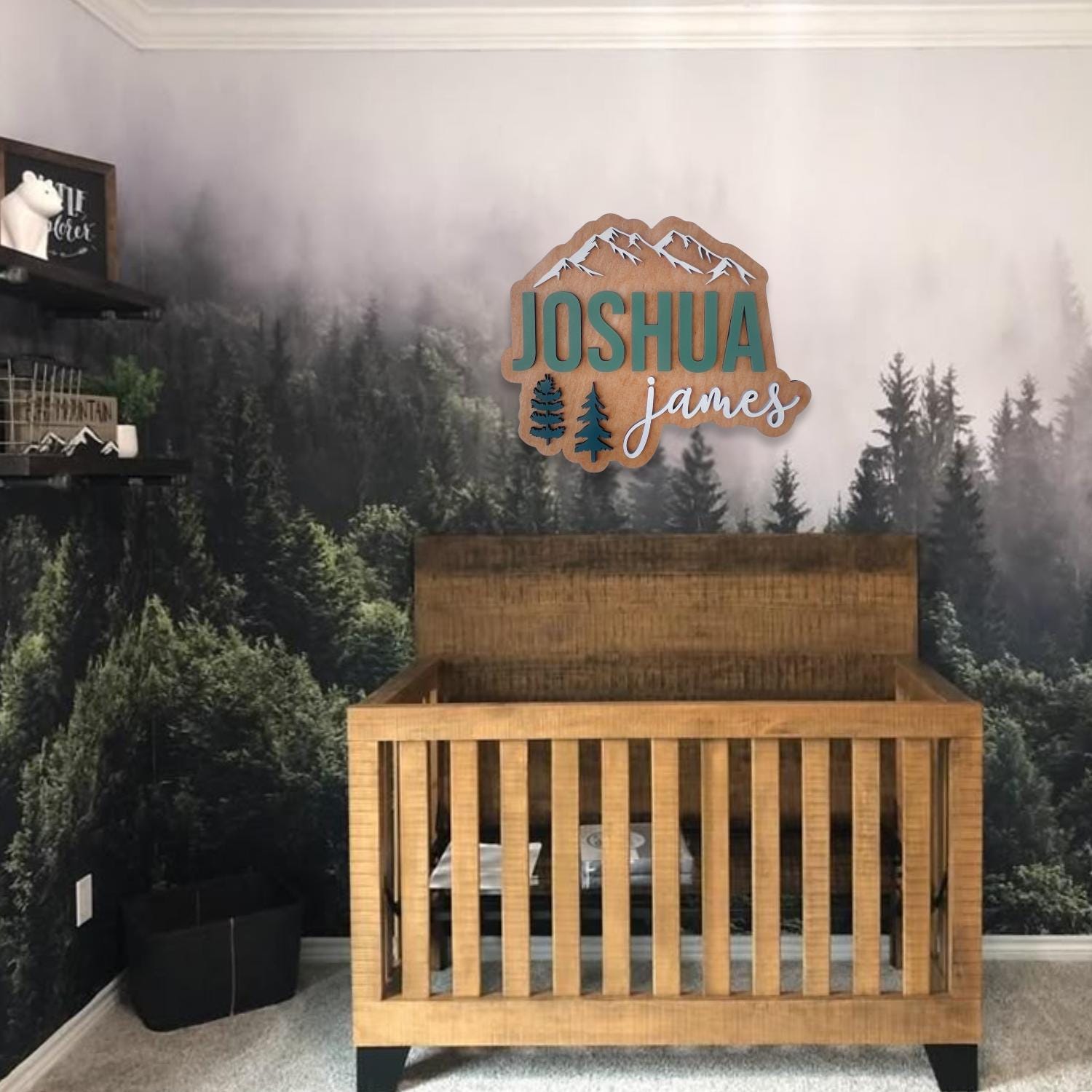 Mountain Forest Boy Name Nursery | Boy Room Decor | Wood Name Signs for Boys