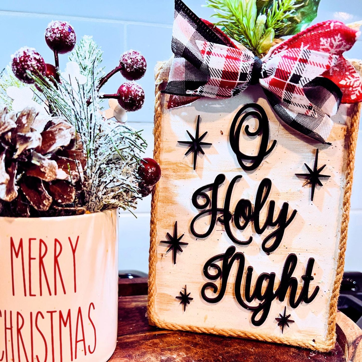 Small O Holy Night with Stars Cutout | Merry Christmas wood letter | Christmas wreath decor | Christmas Door hanger | Christmas Crafts |