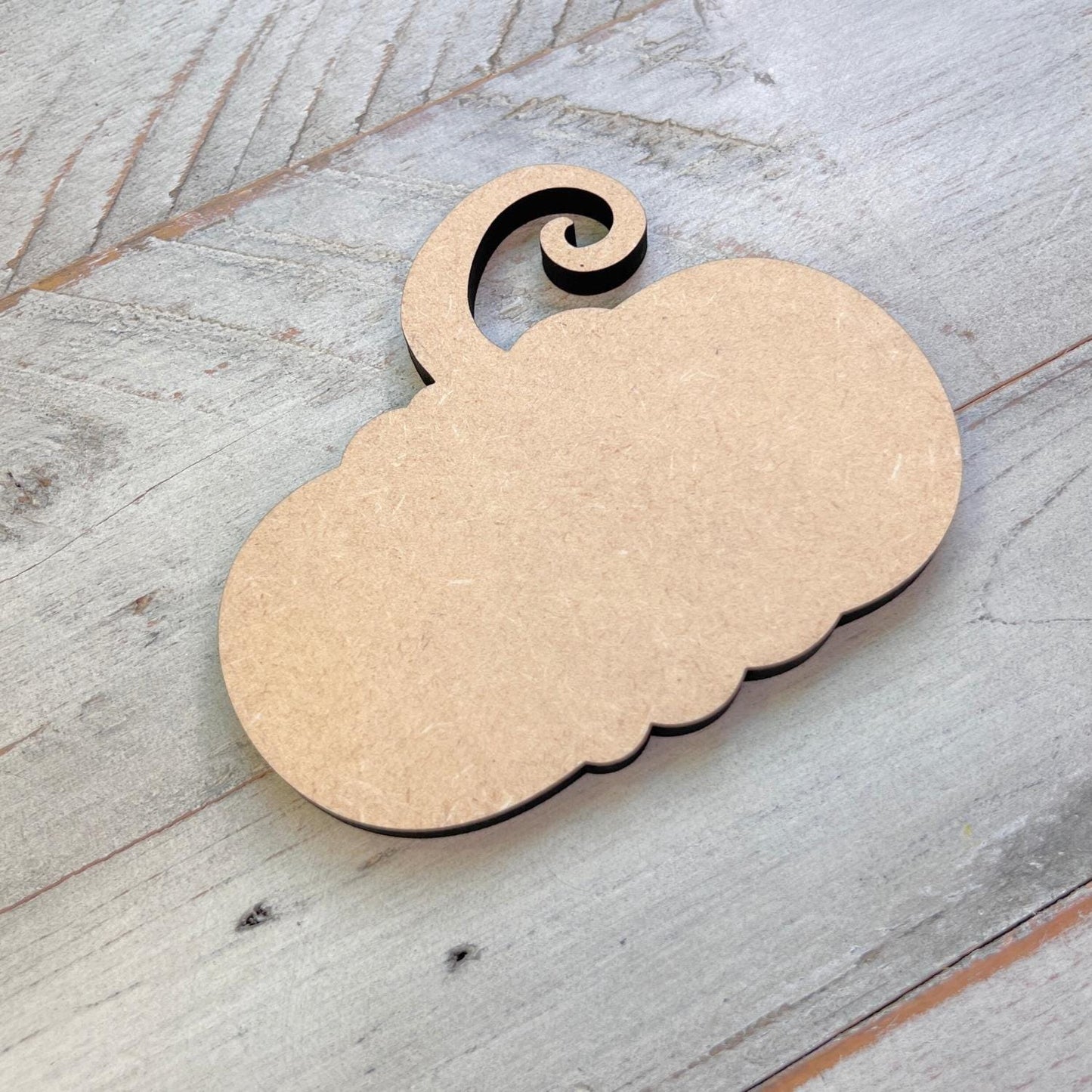 Short Fat Pumpkin with Swirl Stem - Fall Wood Craft- Paint by line