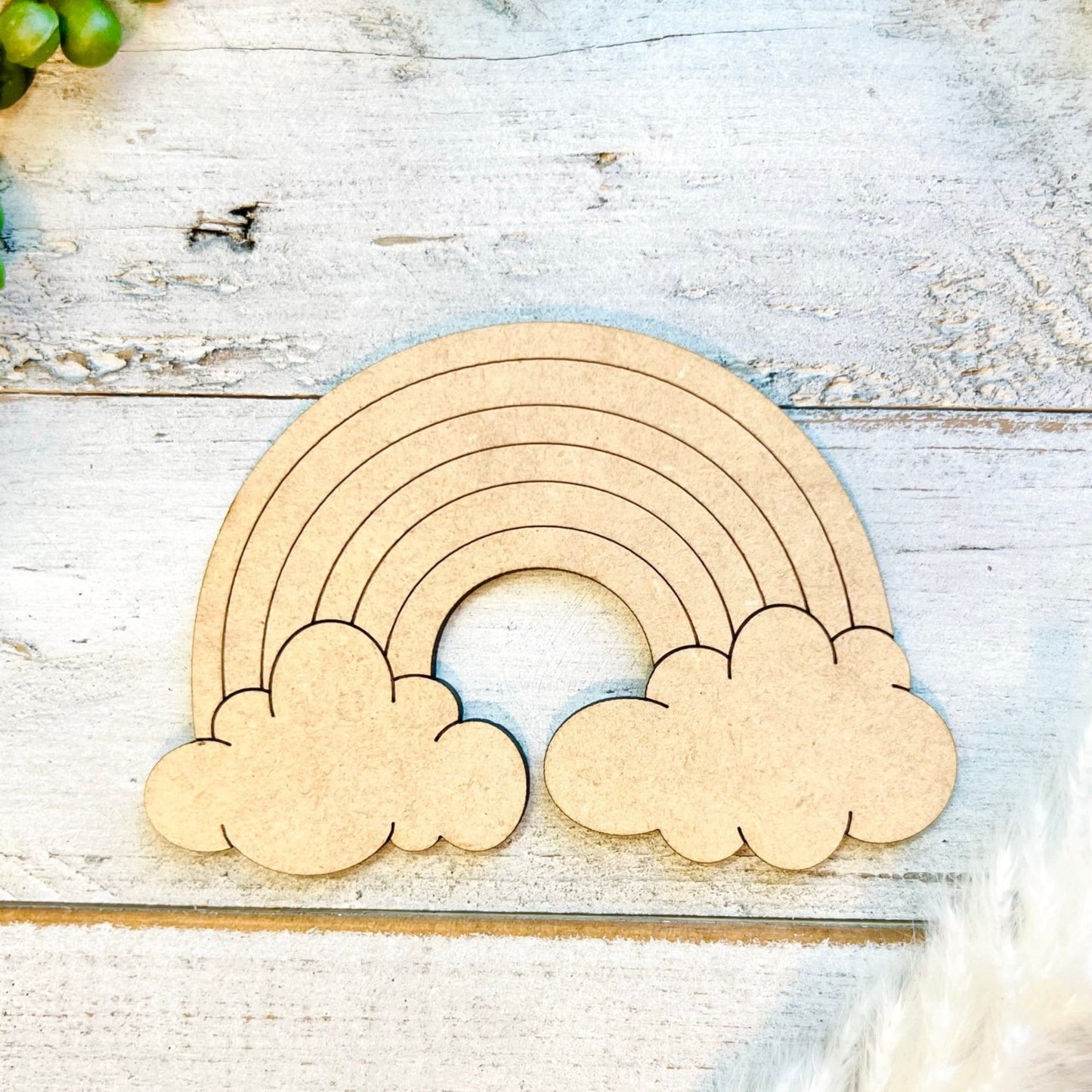 Small Wood Rainbow| Rainbow with Clouds | Wood Craft Rainbow| Paint by Line Crafts