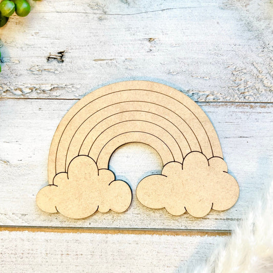 Small Wood Rainbow| Rainbow with Clouds | Wood Craft Rainbow| Paint by Line Crafts