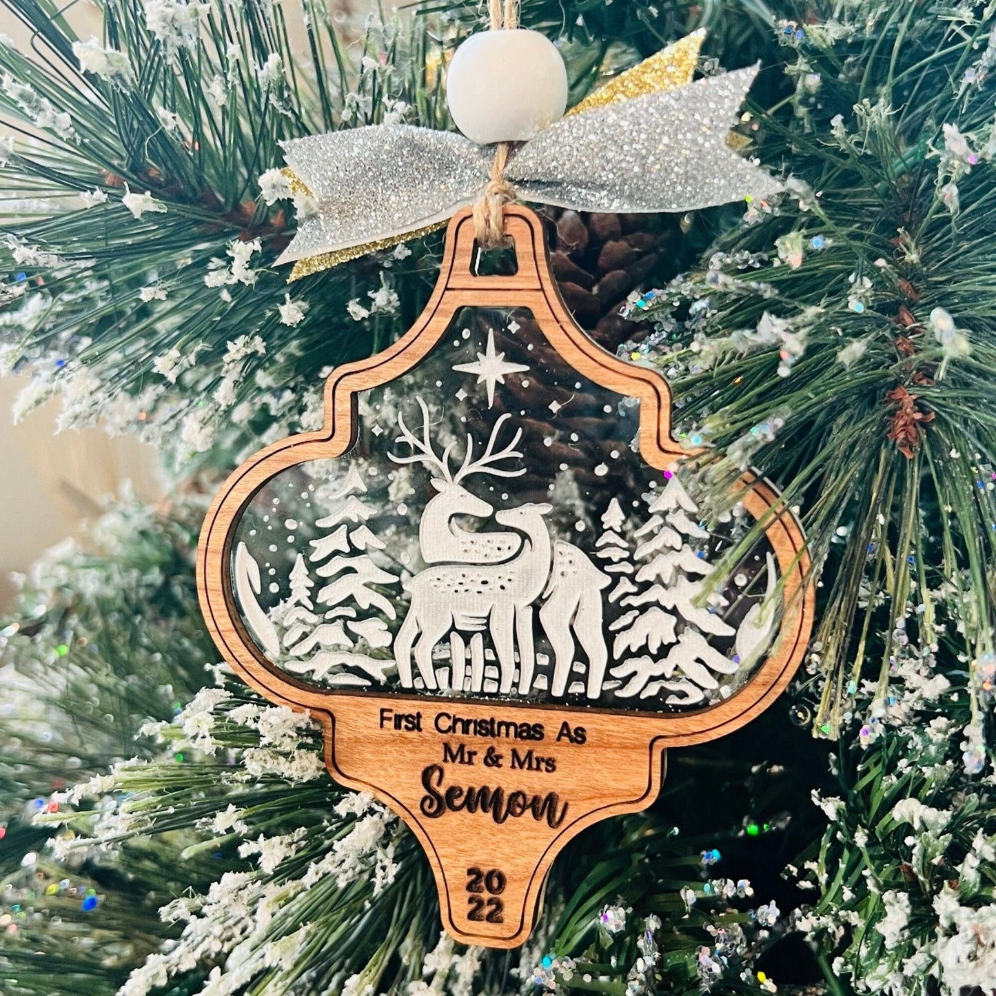 Couple Christmas Ornament | Personalized Family Ornaments| North Pole | Gifting Ornaments | First Christmas Married | Newlywed Gift