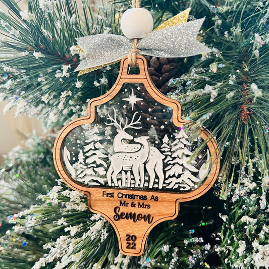 Couple Christmas Ornament | Personalized Family Ornaments| North Pole | Gifting Ornaments | First Christmas Married | Newlywed Gift
