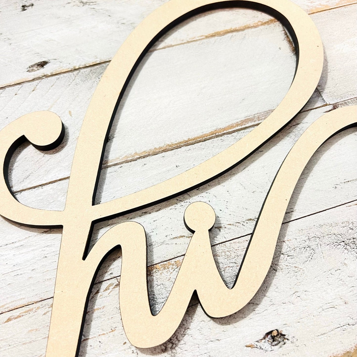 SMALL Connected Letters | Hello Hi | Wooden Cutout Word | Script Word