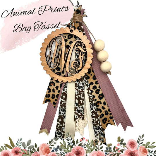 Animal Print Bag Tassel | Blush Bag Tassel | Bogg Bag | Leopard Print Bag Tassel | Cow Print Bag Tassel | Bag Tassel Monogram