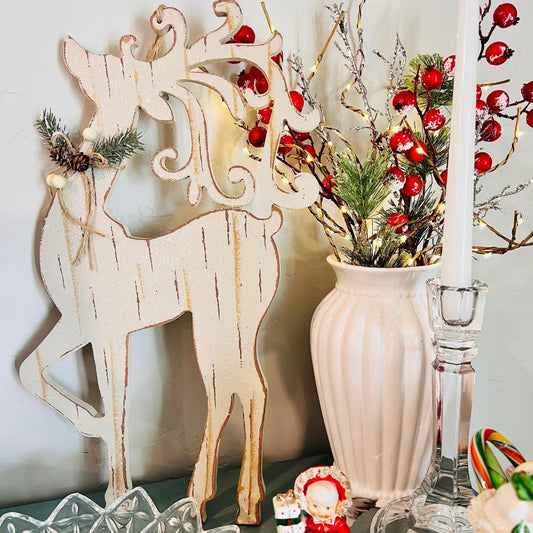 LARGE Reindeer | Vintage Reindeer Design | Retro Reindeer Rudolf Cutout | Holiday Decor | Christmas Wall Art