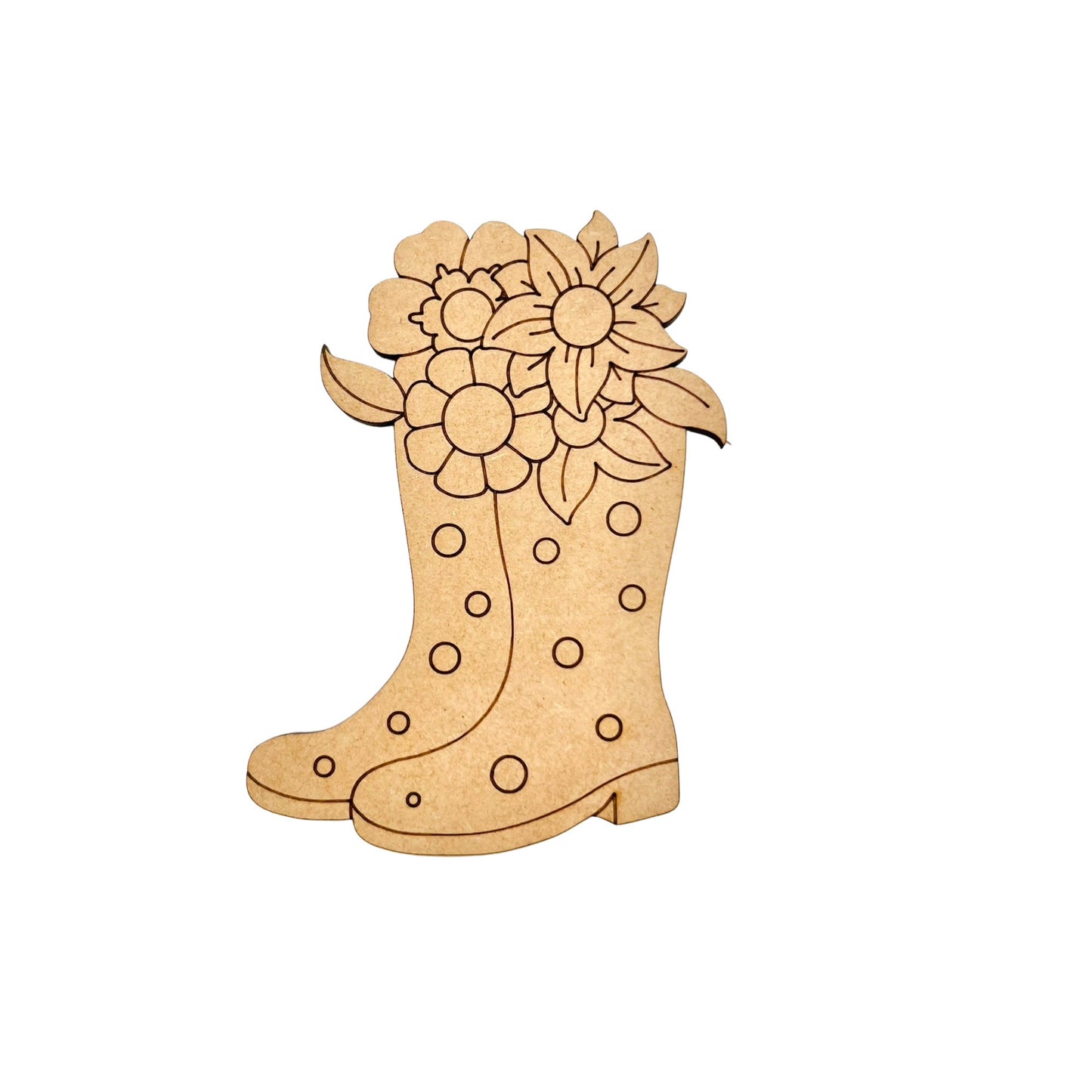 Large 12"-22" Wood Rain Boots with Flowers | Craft Wood Shapes | Spring Decor | DIY Crafts | Paint by Lines