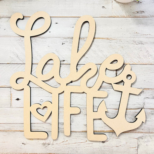 SMALL Connected Letters | Lake Life Decor | Wooden Cutout Word | Lake House Wall Decor