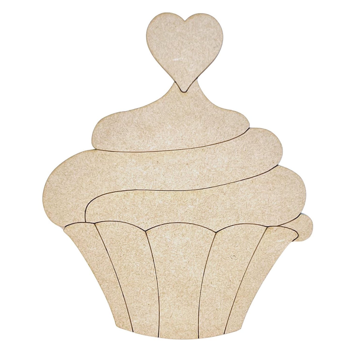 Large Wood Cupcake Cutout | Valentine Cupcake | Heart Cupcake | Paint by Line Crafts