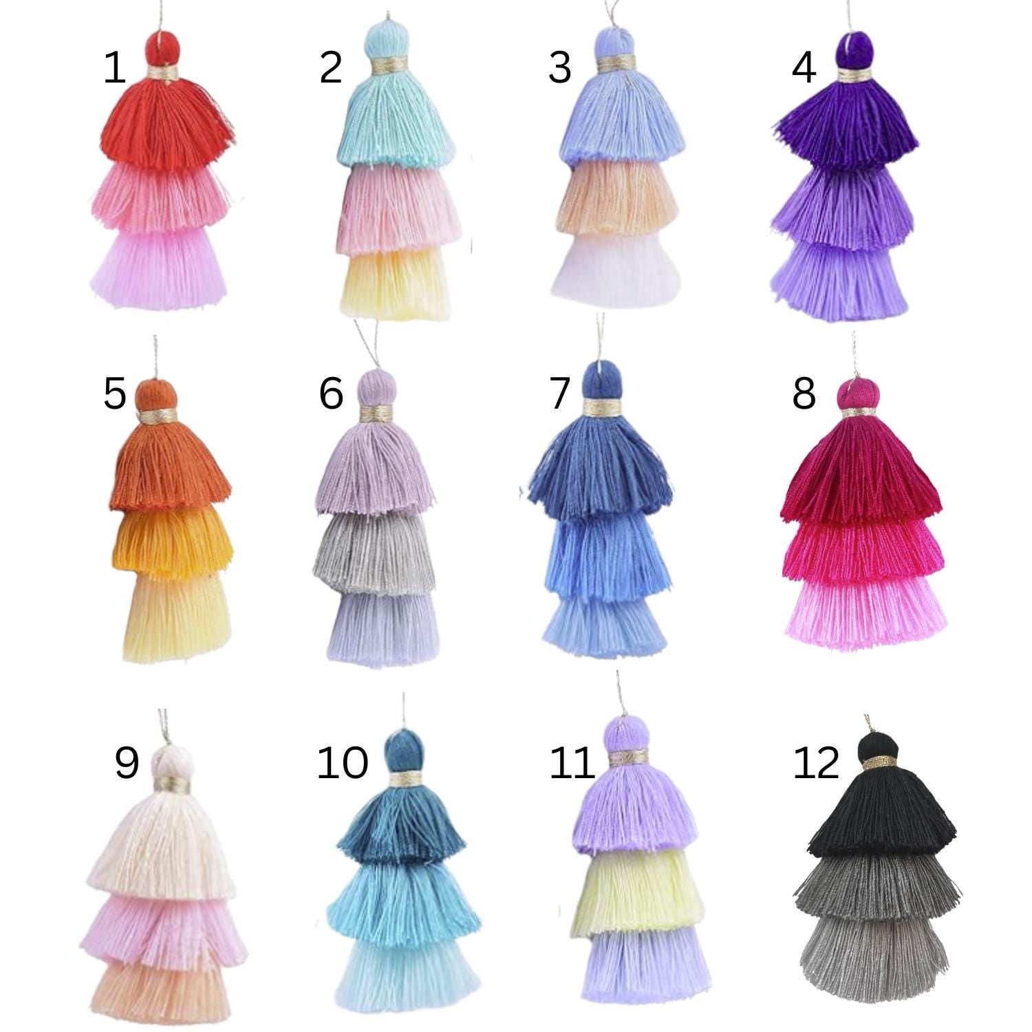 MORE COLORS Available! Three Tier Tassel with Charm