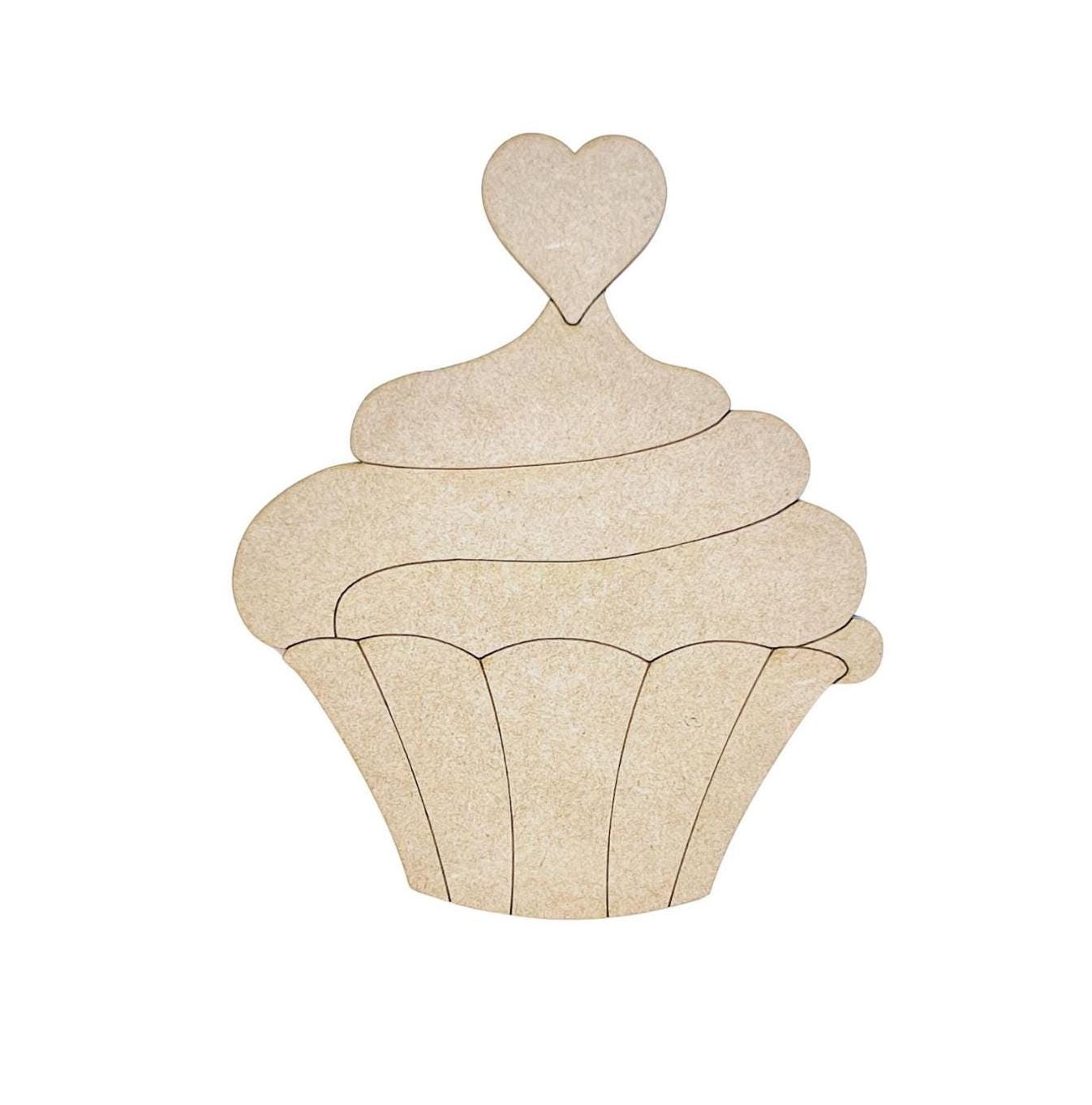 Large Wood Cupcake Cutout | Valentine Cupcake | Heart Cupcake | Paint by Line Crafts