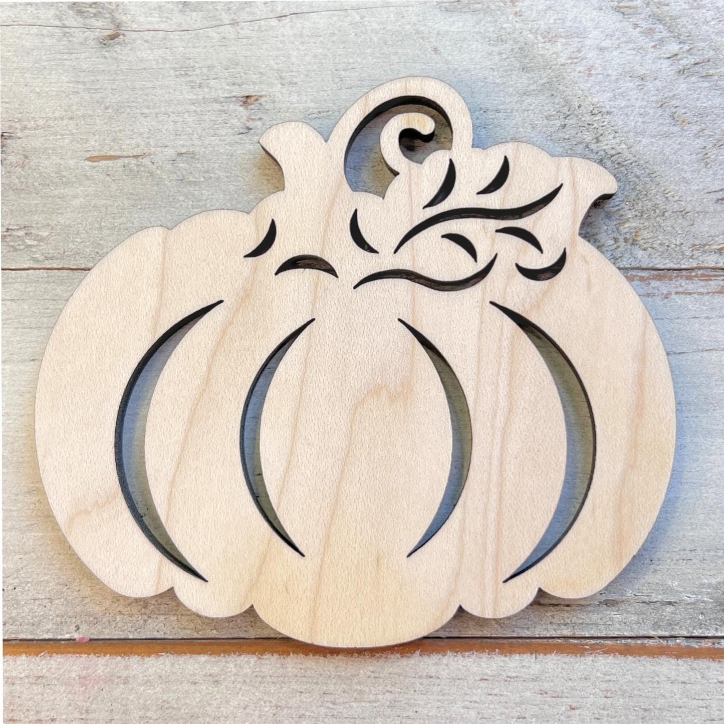 Round Pumpkin Cutout with Designs- Fall Wood Craft- Paint by line