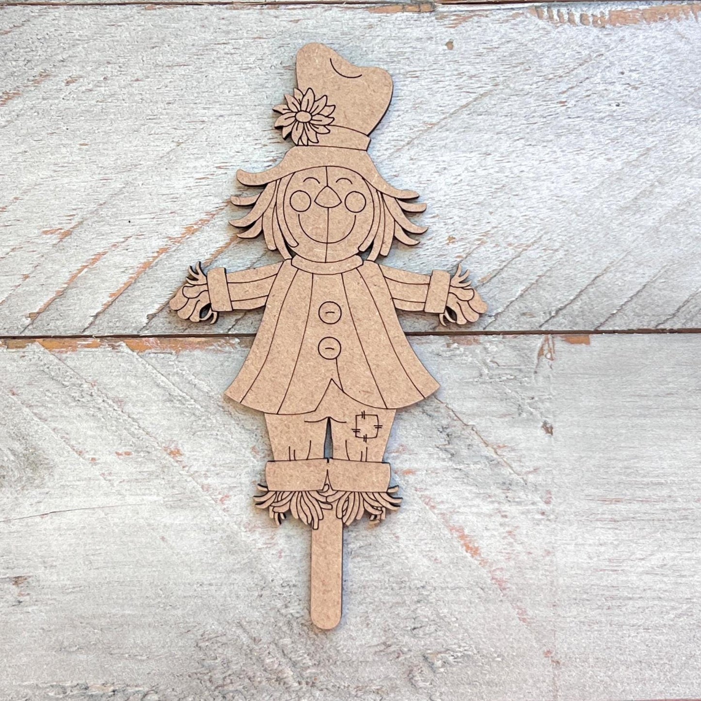 Scarecrow Wood Craft | Scarecrow on Stick - Paint by Line