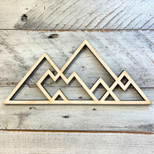 Wood Mountain Scene | Geometric Wood Mountain Scene | Mountain Cutout