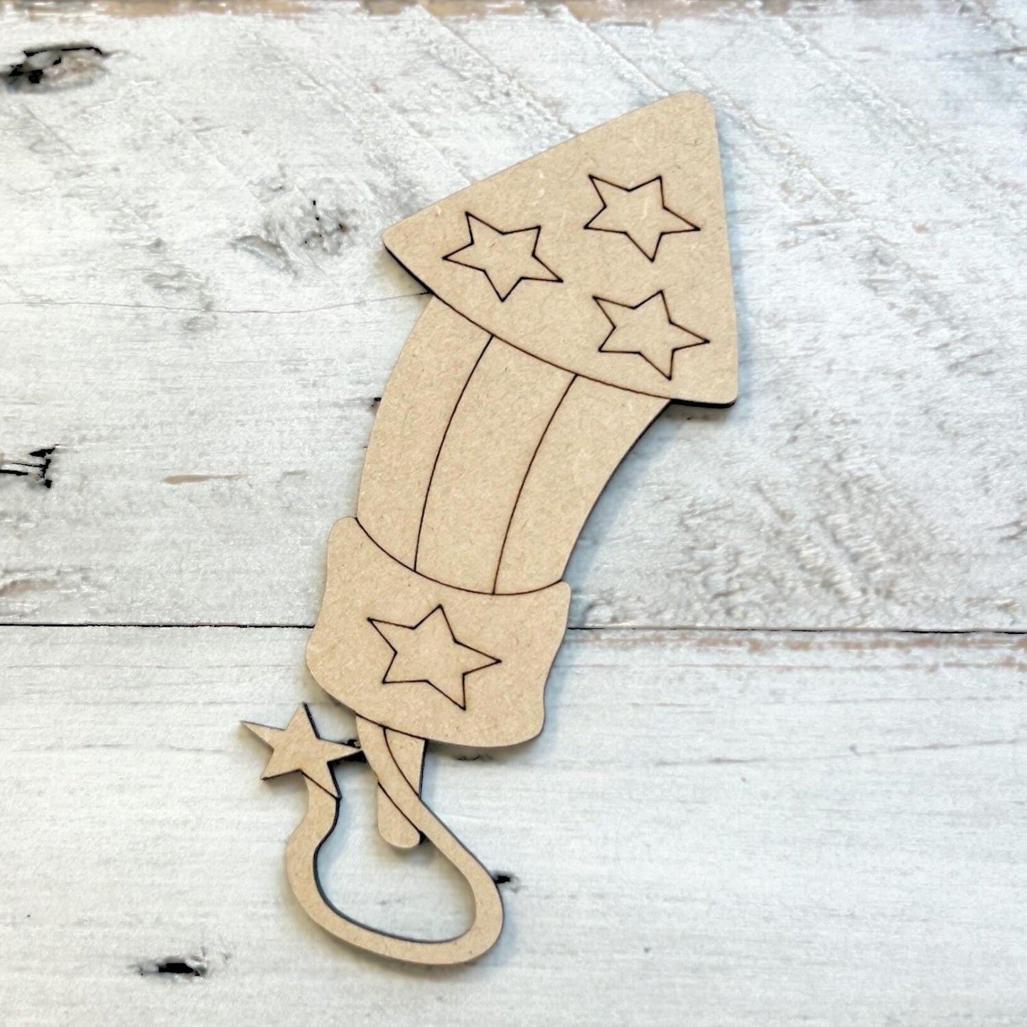 Small 3"-10" Firework Firecracker Wood Cutout | Fourth of July Shape | 4th of July Wood Cutout | Wood Craft Shapes | 4th of July Crafts
