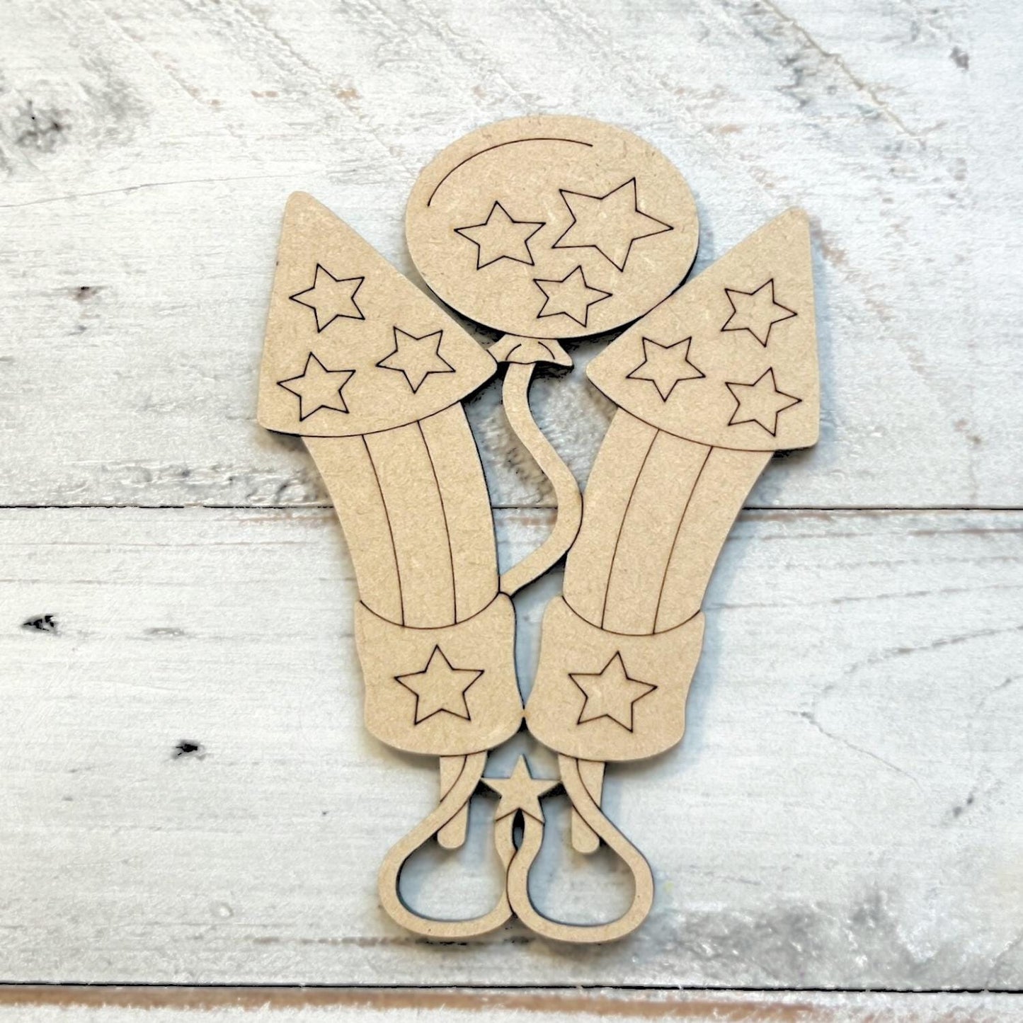 Large 12" + Firework Firecracker Wood Cutout | Fourth of July Shape | 4th of July Wood Cutout | Wood Craft Shapes | 4th of July Crafts