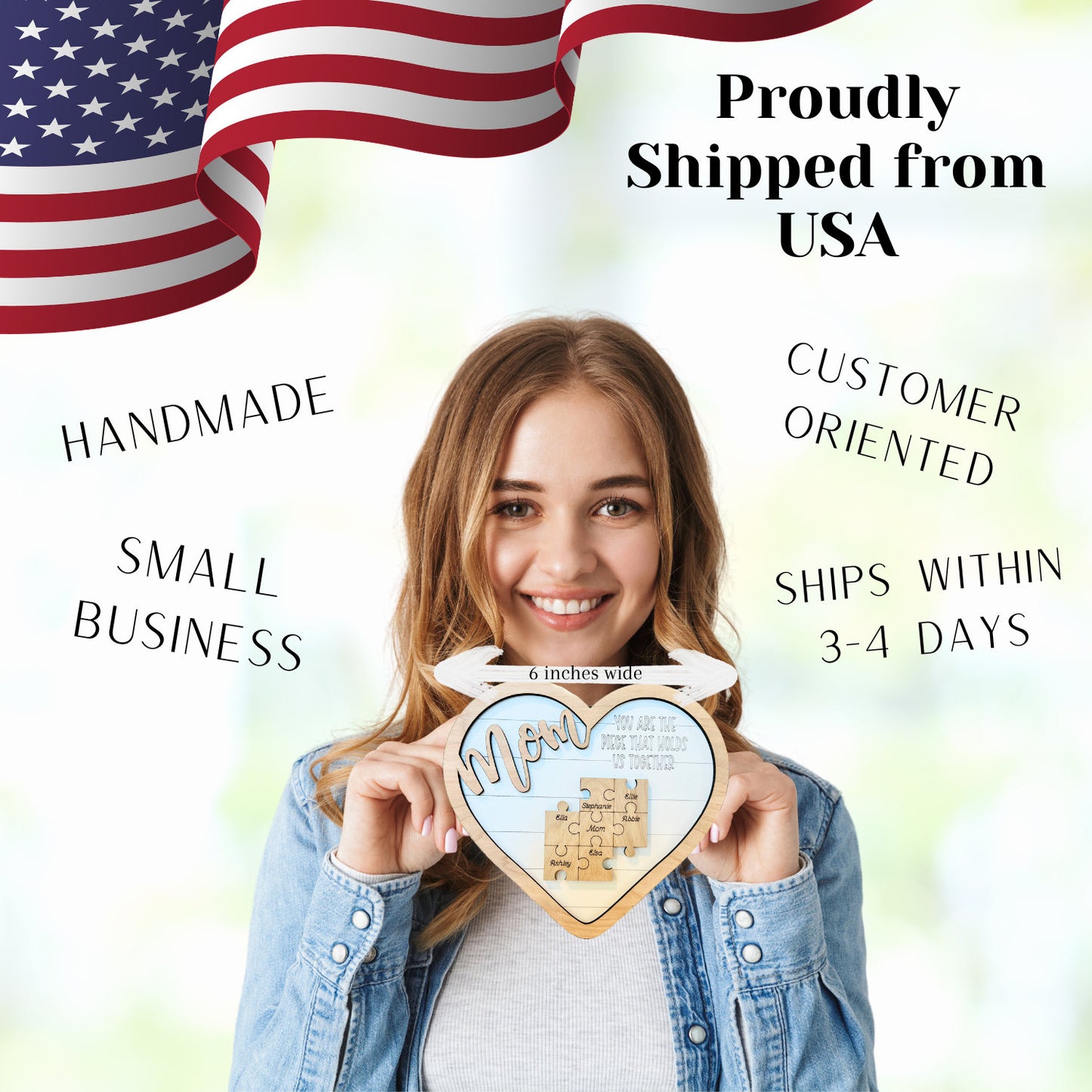 Mother's Day Puzzle Heart Plaque | Family Name Sign | Personalized Mothers Day Gift | Anniversary, Birthday, Christmas, Valentines Presents