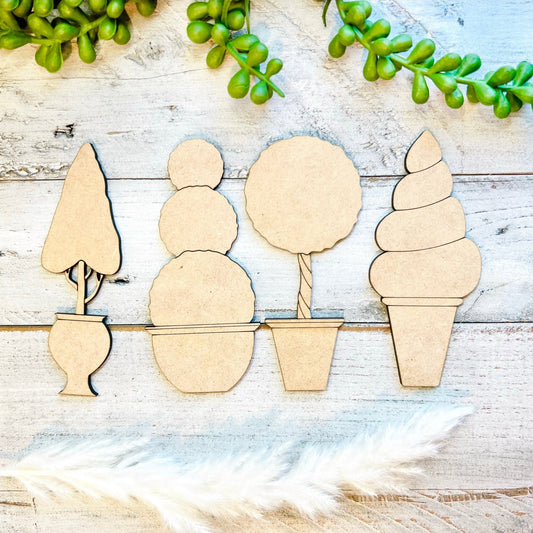 Large 12"-22" Potted Shrubs | Wood Shrubs | Topiary Shapes| Craft Wood Shapes | DIY Crafts | Paint by Lines