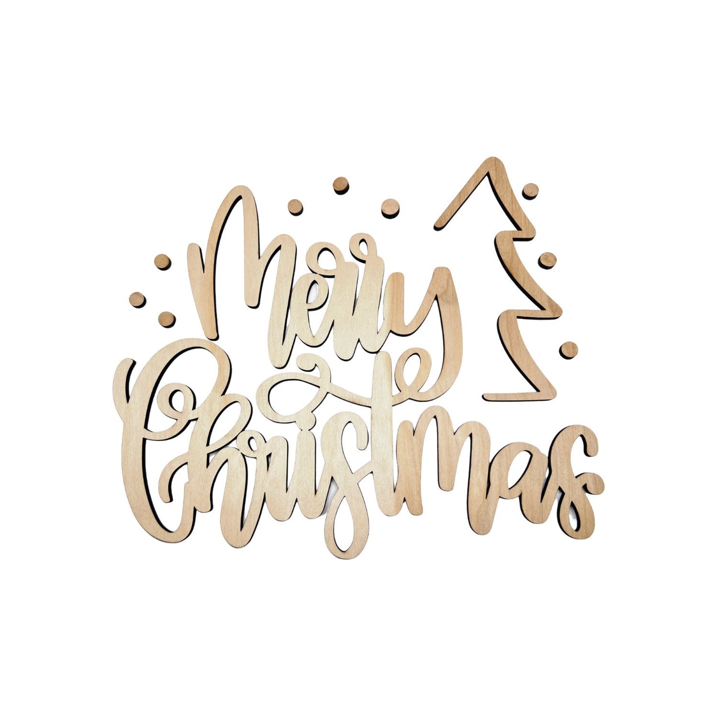 Small Merry Christmas Tree W/ Snowflakes Wood Cutout | Merry Christmas wood | Christmas wreath | Christmas Door hanger | Christmas Crafts
