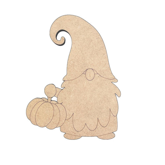 Gnome with Pumpkin Wood Craft Cutout | Paint by Lines