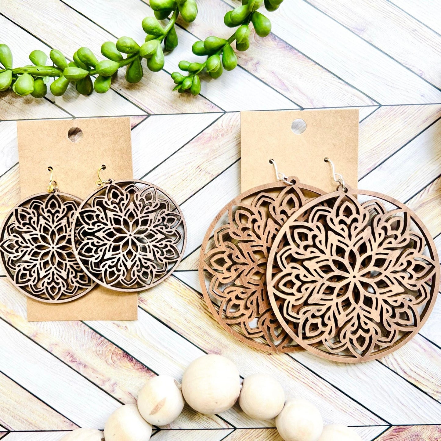 Mandala Laser Cut Wood and Acrylic Earrings| Available in 53 Colors! | Stainless Steel | Gold Plated | Silver Plated