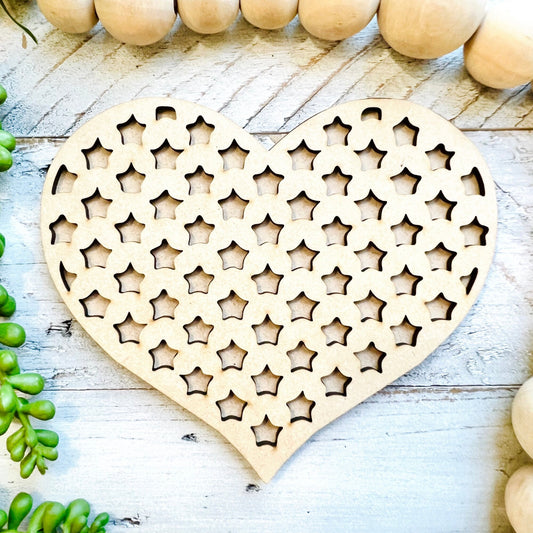Small Heart with Stars | Valentine Heart | Star Heart | Valentine Crafts | Wood Heart Cutout | 1 layer or 2 Layer