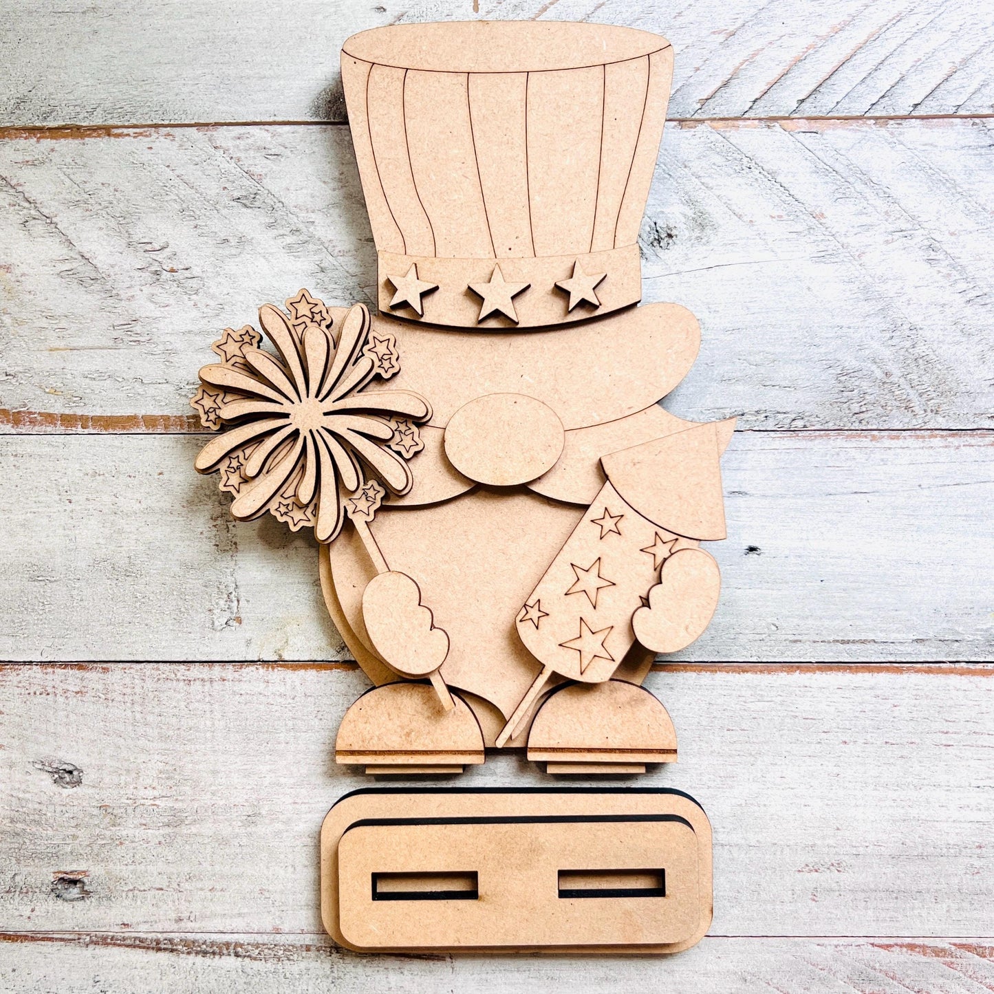 Layered Patriotic 4th of July Gnome | Available finished or as an unfinished kit | Perfect for paint Parties