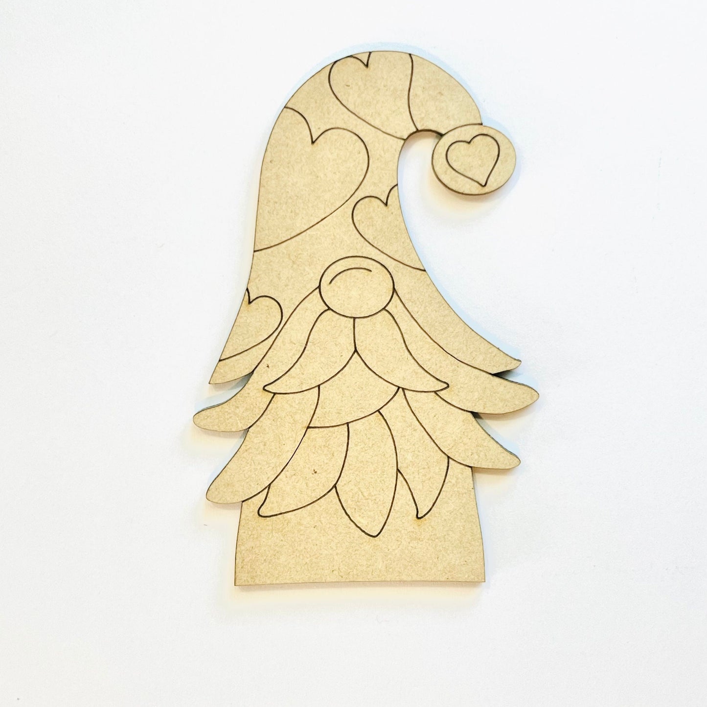 Small Wood Gnome Cutout | Valentine Gnome | Heart Gnome | Paint by Line Crafts