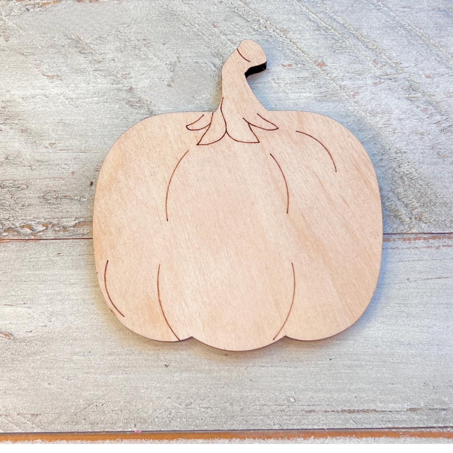 Fat Pumpkin Square with Stem Fall Wood Craft- Paint by line