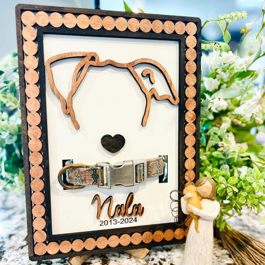 Custom Drawn Pet Ear Memorial Sign With Frame - Personalized Dog Memory Sign - Hand Drawn Pet Decor