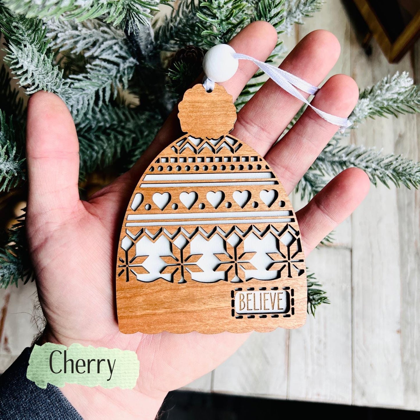 Personalized Beanie Ornament with Name – Winter Hat Ornaments | Custom Holiday Wood Decoration | Made in USA