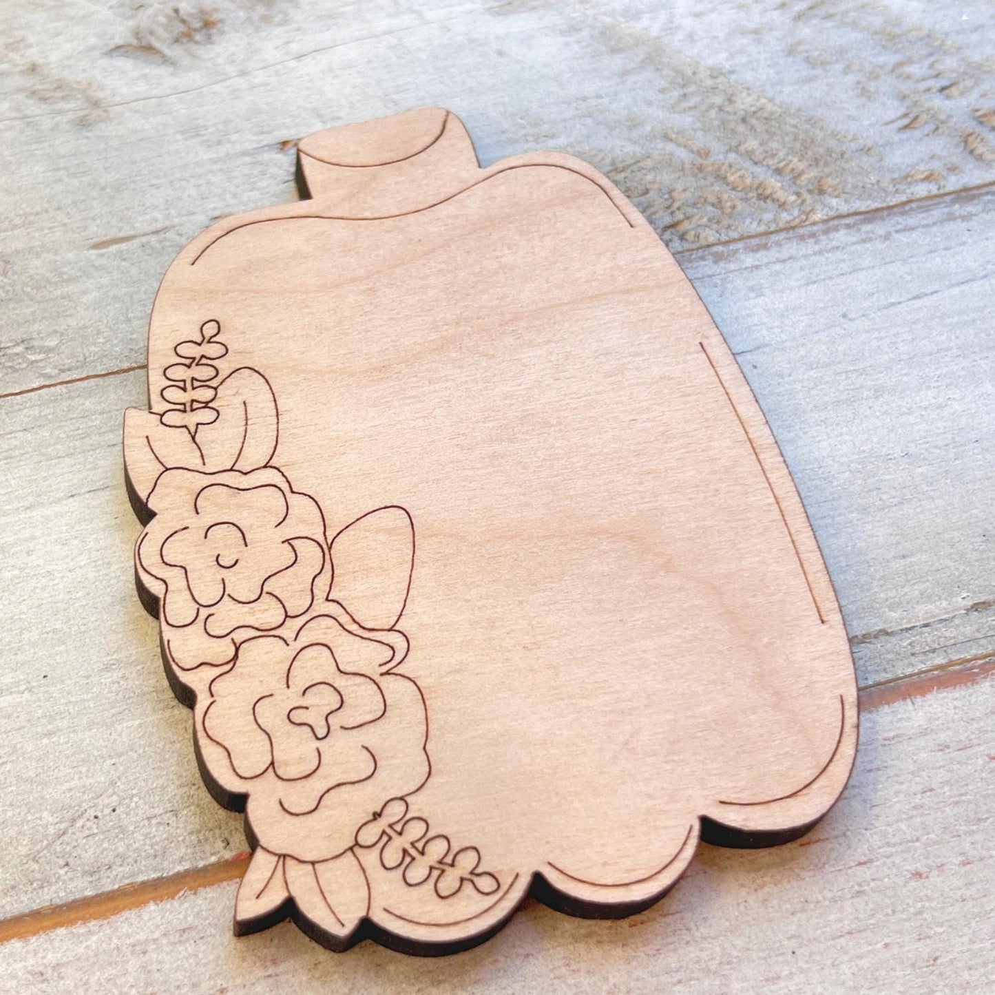 Tall Pumpkin with Floral Arrangement Fall Wood Craft- Paint by line