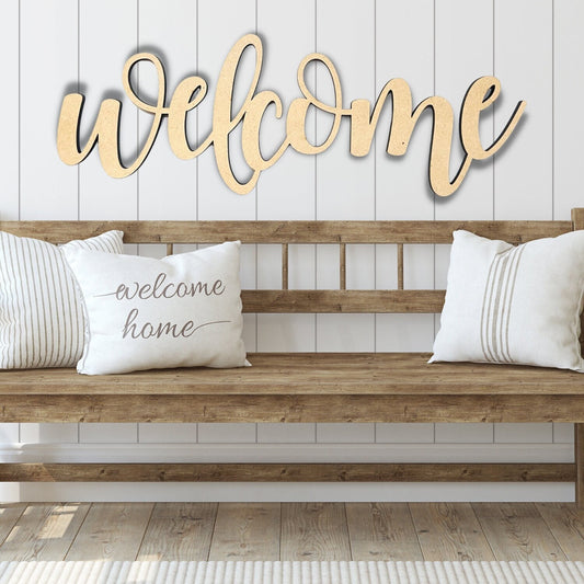 LARGE Connected Letters | Welcome Decor | Wooden Cutout Word | Script Word