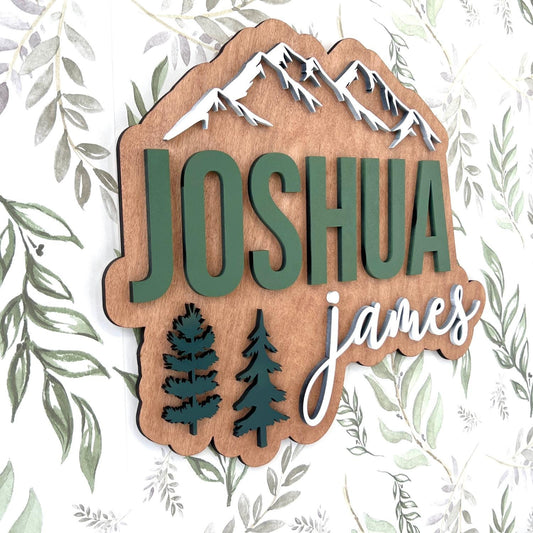 Mountain Forest Boy Name Nursery | Boy Room Decor | Wood Name Signs for Boys