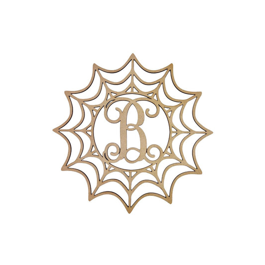 Small Spider Web with Monogram | Personalized Halloween Decor | DIY Halloween door sign