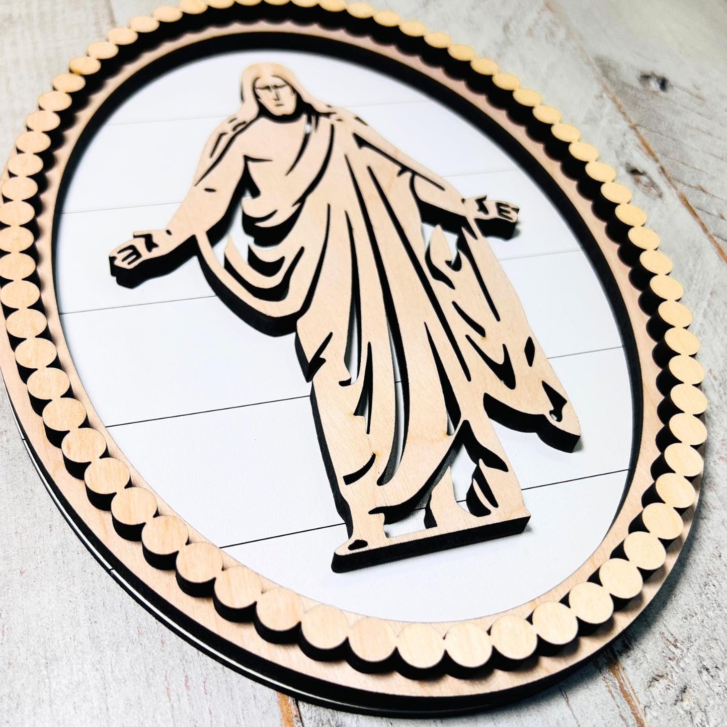 Oval Beaded Christus Sign | Easter Gift | Resurrection Decor | Spiritual Gifts | Gifts for Her | Gifts for Him | Church Wall Decor