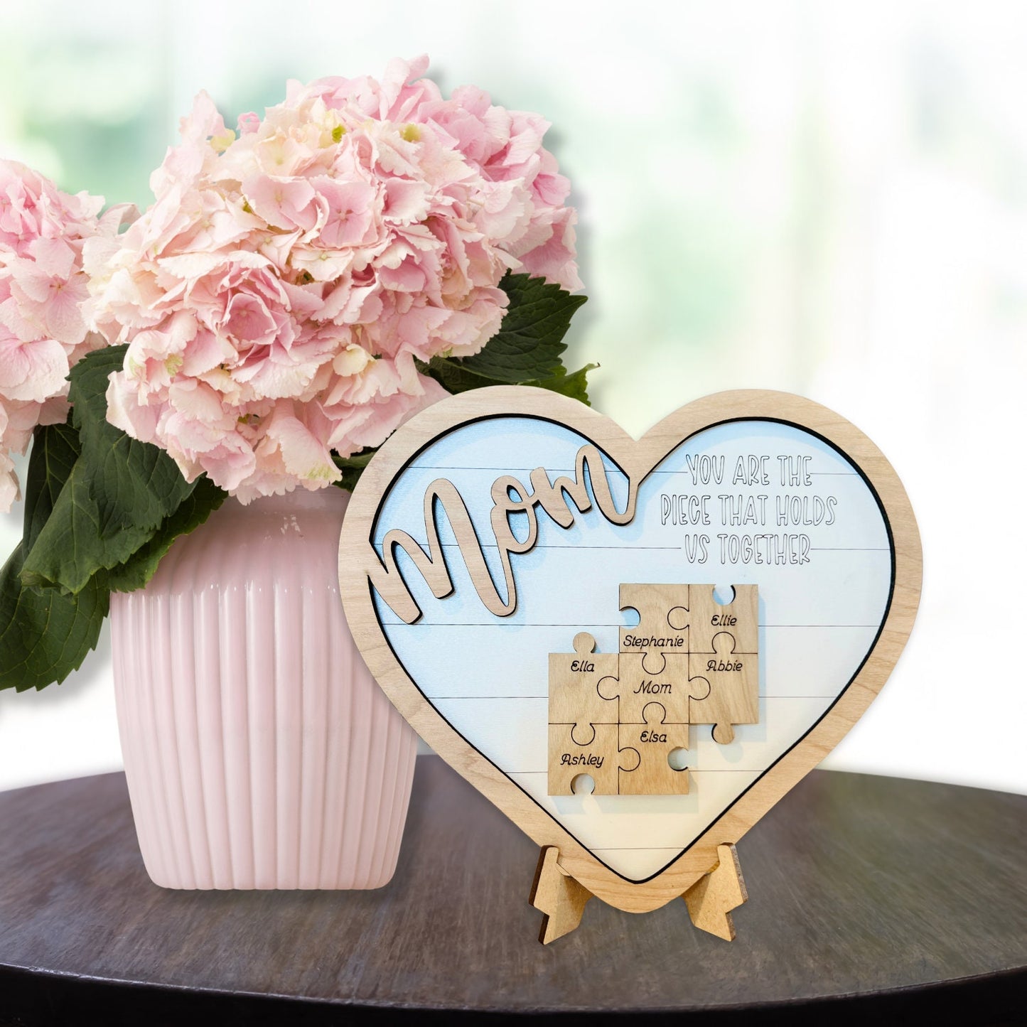 Mother's Day Puzzle Heart Plaque | Family Name Sign | Personalized Mothers Day Gift | Anniversary, Birthday, Christmas, Valentines Presents