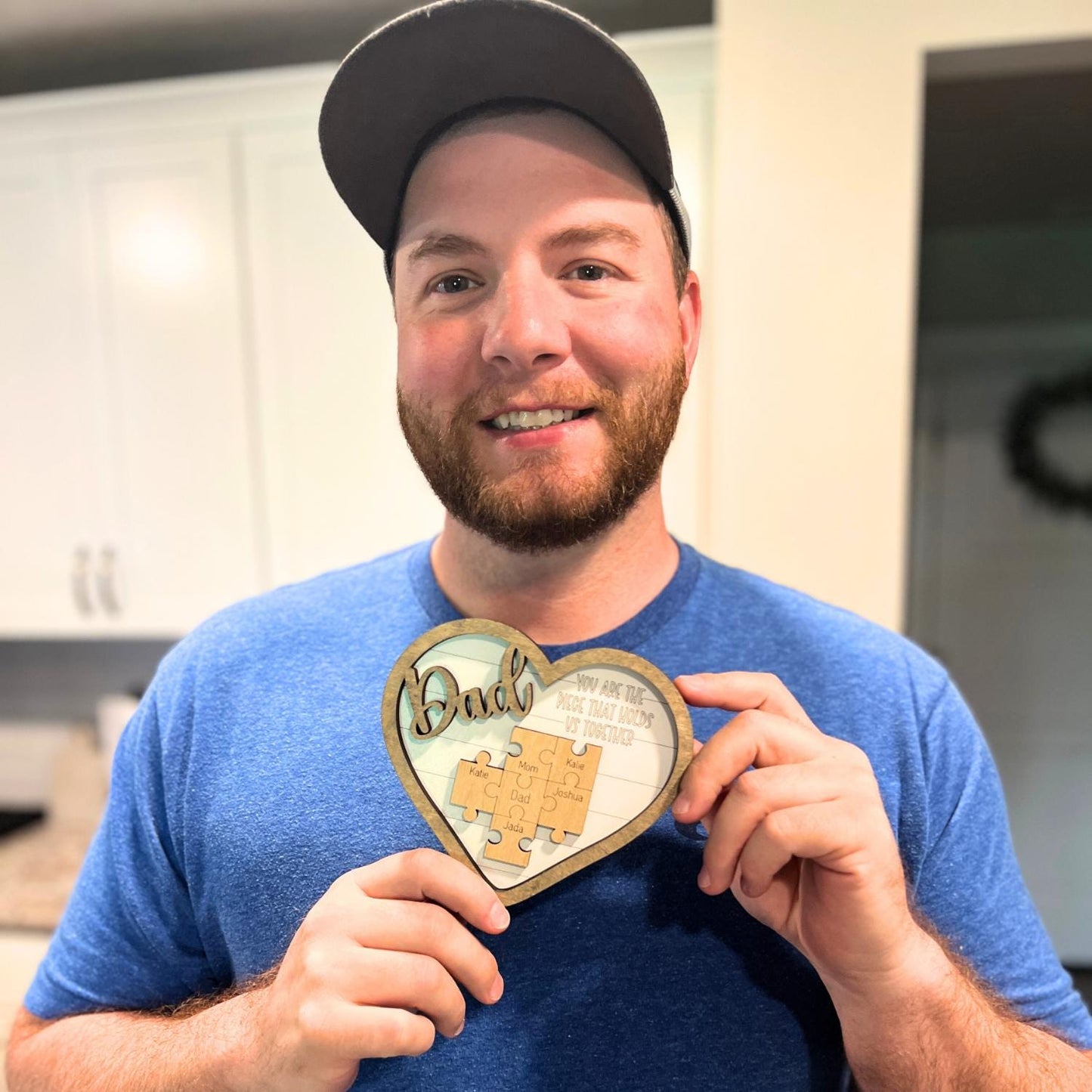 Father's Day Puzzle Heart Plaque | Family Name Sign | Personalized Dad Gift | Anniversary, Birthday, Christmas, Valentines Presents